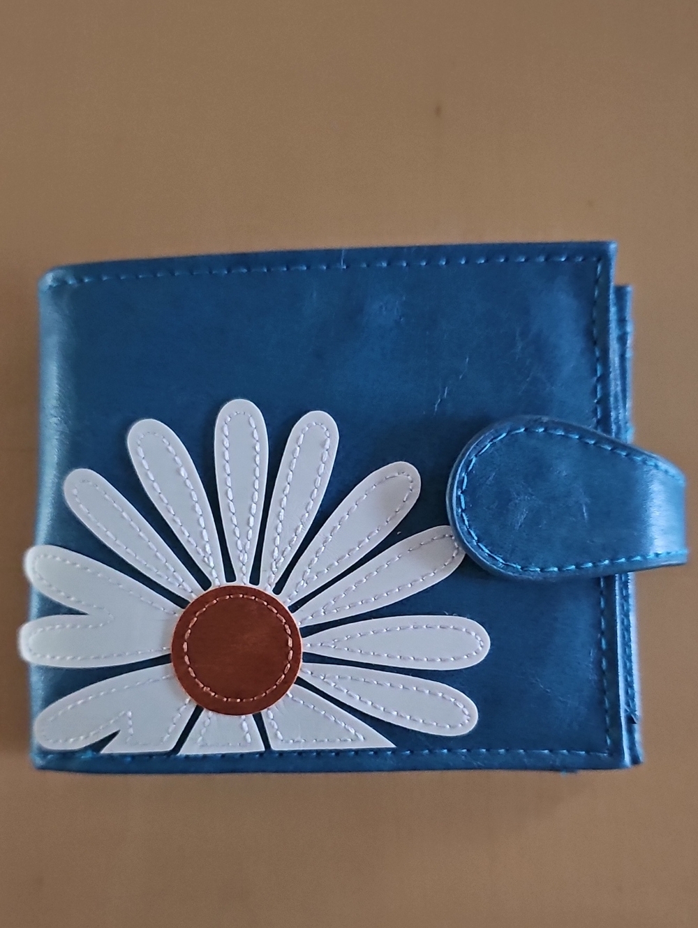 Kids Blue Daisy Wallet with Snap Closure